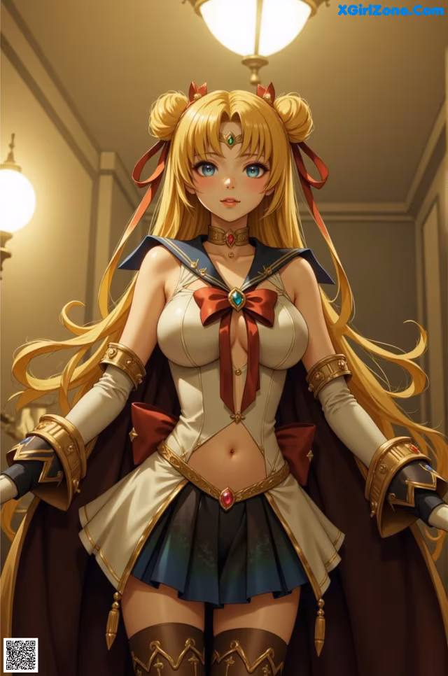 Anime girl with long blonde hair wearing a sailor outfit.